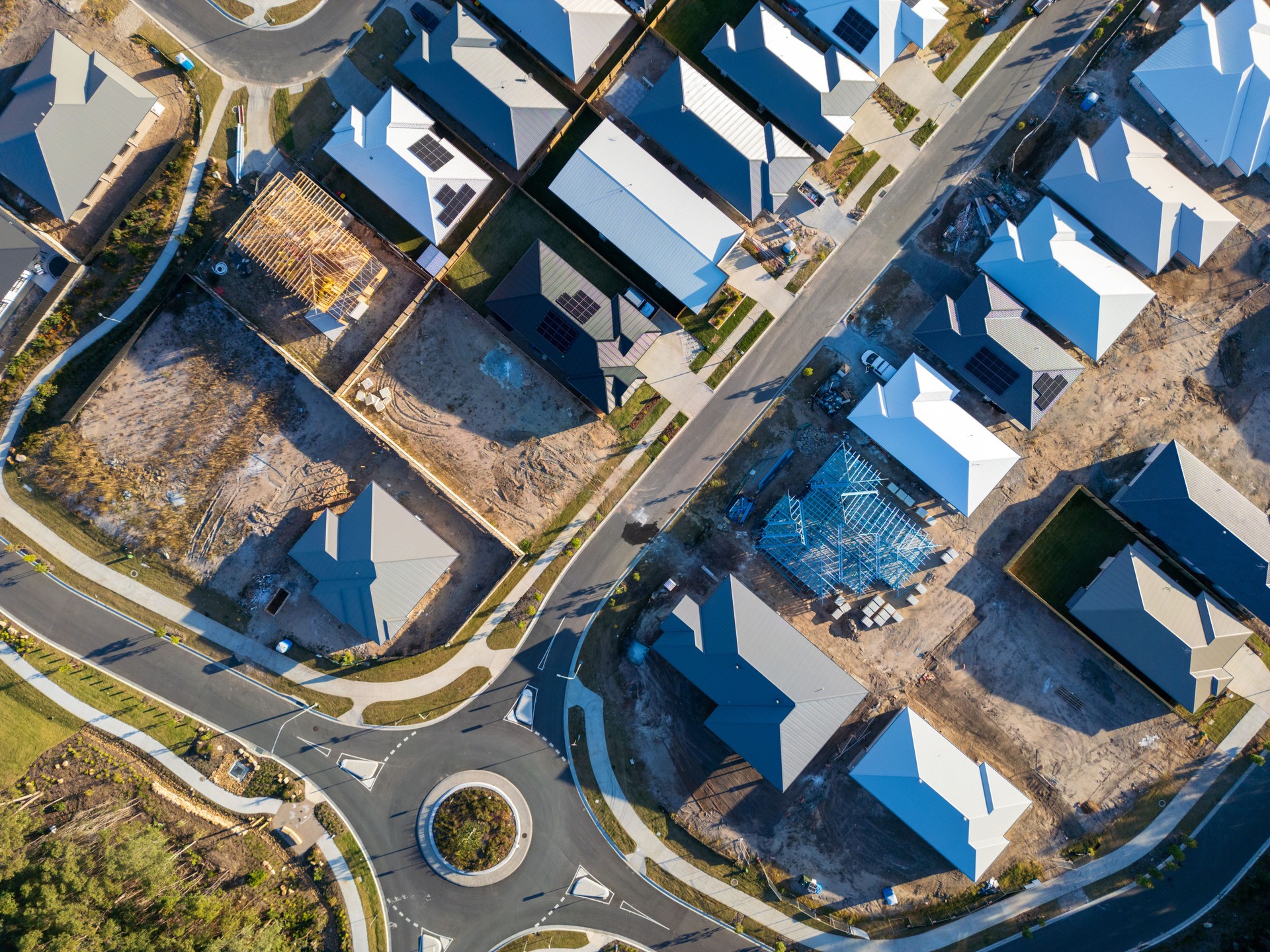 Drone view of new housing development